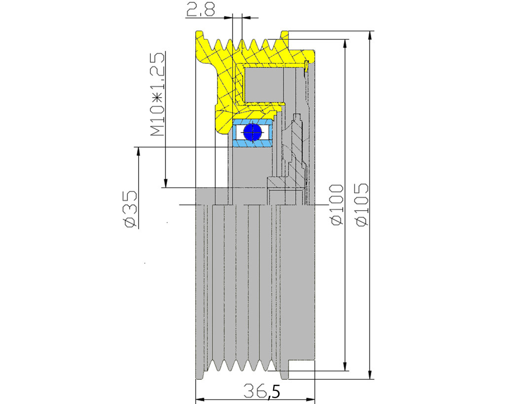картинка Пластиковый шкив компрессора Denso 7SEU17C BC-88020073 