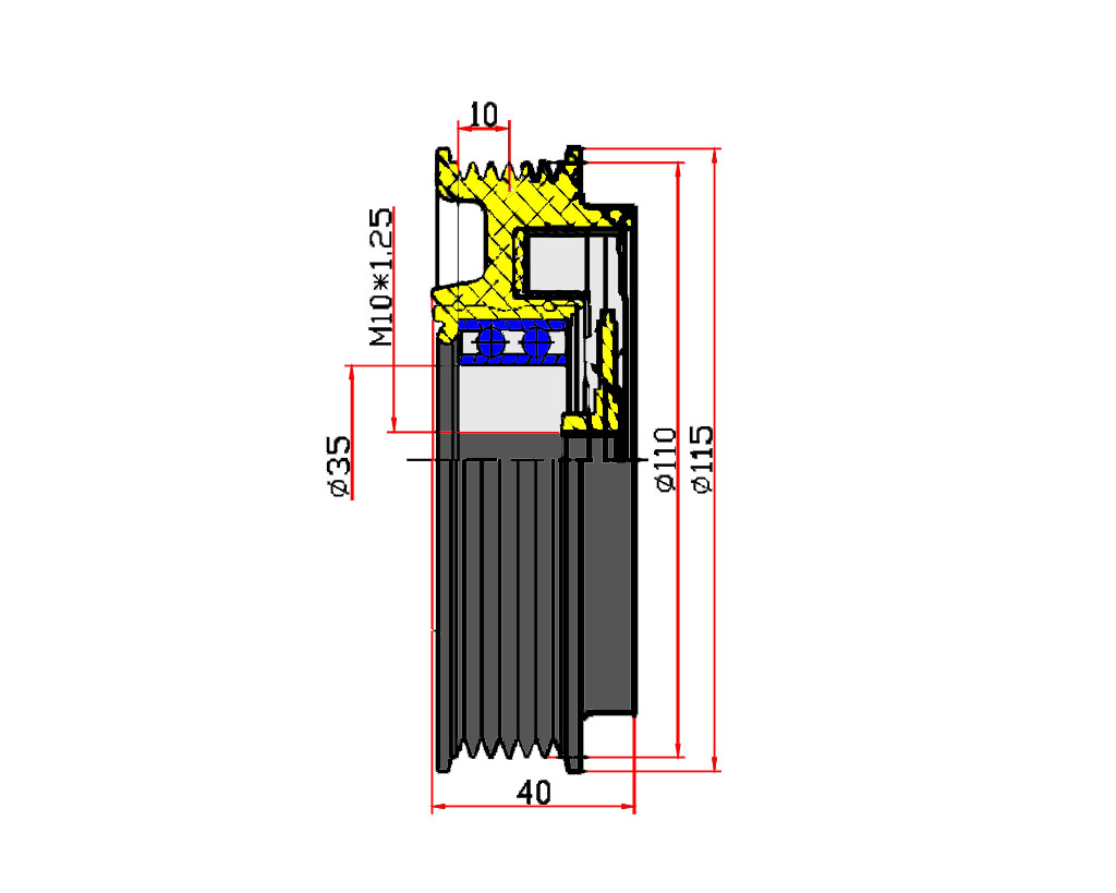 картинка Пластиковый шкив компрессора Denso  BC-88020086 